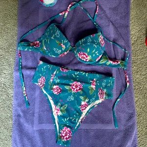 Teal Floral Bikini